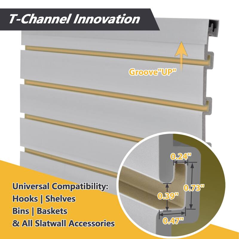 Heavy Duty PVC Slatwall Garage Organizer with 10 Panels