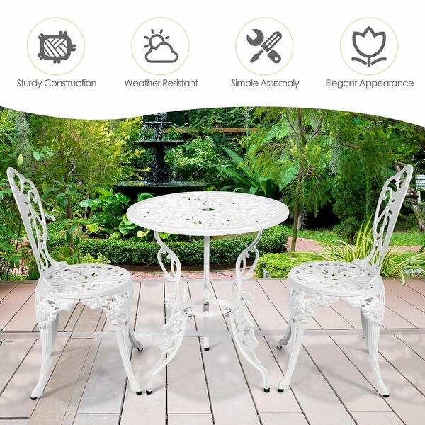 Shop Black Friday Deals On 3 Pcs Patio Table Chairs Furniture Bistro Set White On Sale Overstock 31814884