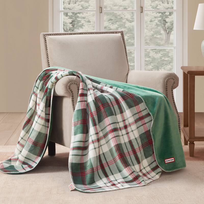 Hunter Reversible Plaid Plush Throw Blankets