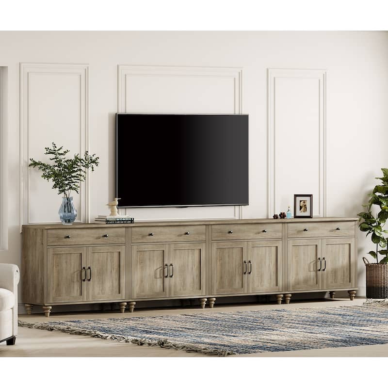 Farmhouse TV Stand for 75 inch TV, TV Console with Storage