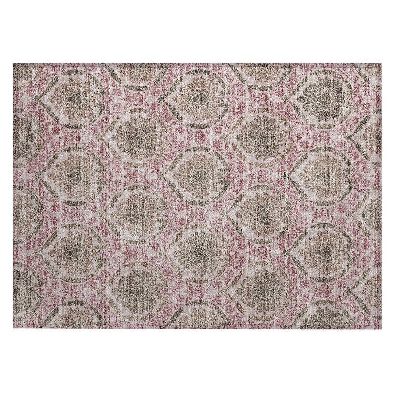 Machine Washable Indoor/ Outdoor Chantille Traditional Damask Rug
