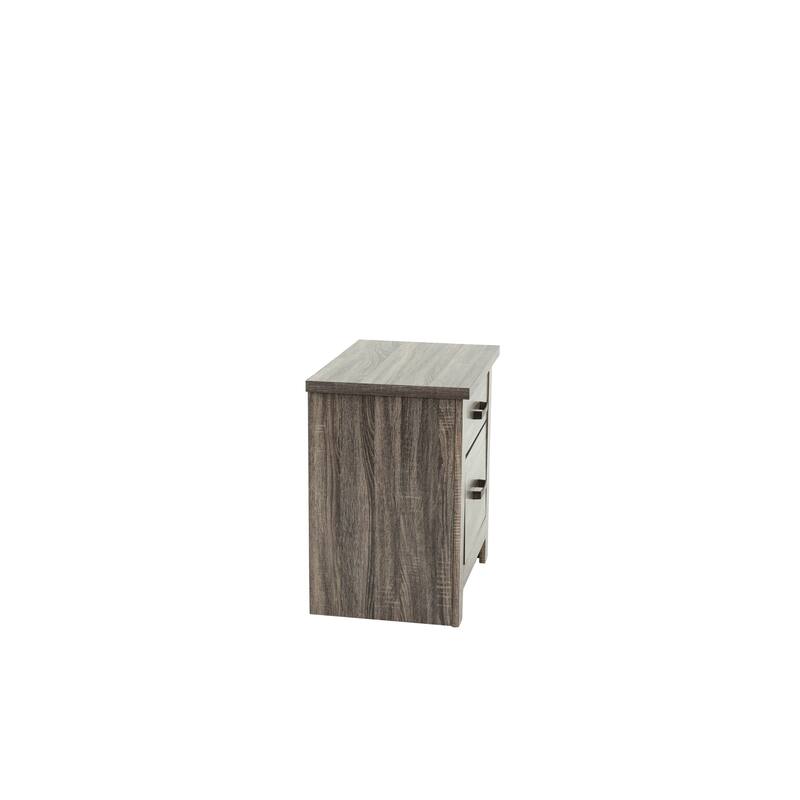 24" Gray Oak Nightstand, 2-Drawer Wooden End Table for Bedroom, Modern Storage Solution