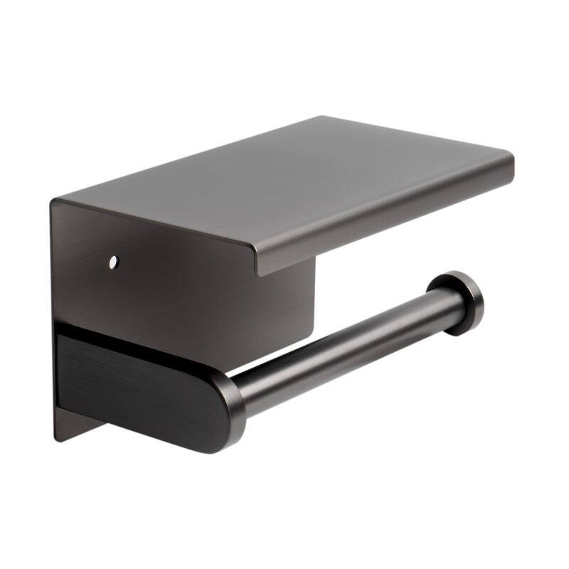 ALFI brand ABTPP66-BB Brushed Black PVD Stainless Steel Toilet Paper Holder with Shelf