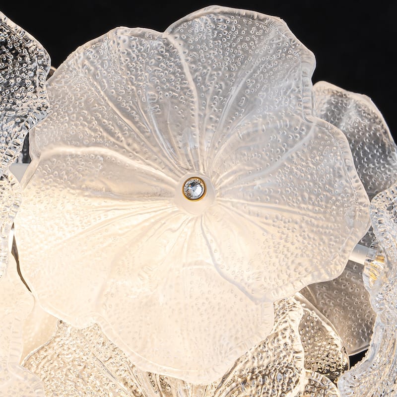 Linear LED Chandelier with Clear & Frosted Glass Petals Dimmable