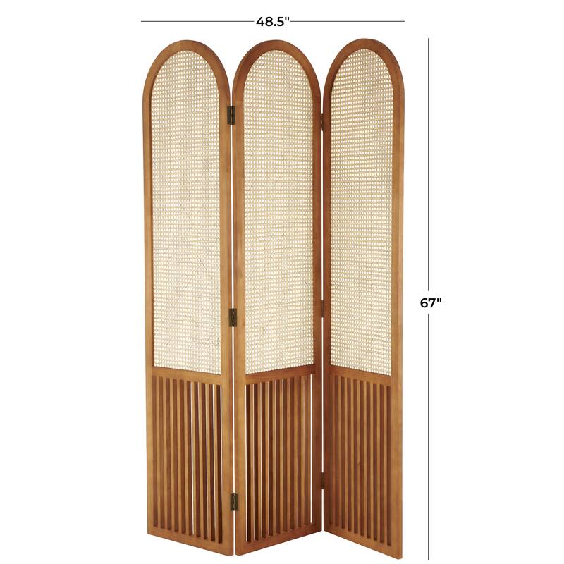Arched Slatted Wood Base or Wood Distressed Shuttered and 3 Panel Room Divider - Brown, Dark Brown or Grey - Roche River Décor