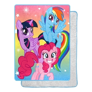 Hasbro My Little Pony Rainbow Surprise Silk Touch Sherpa Throw Blanket