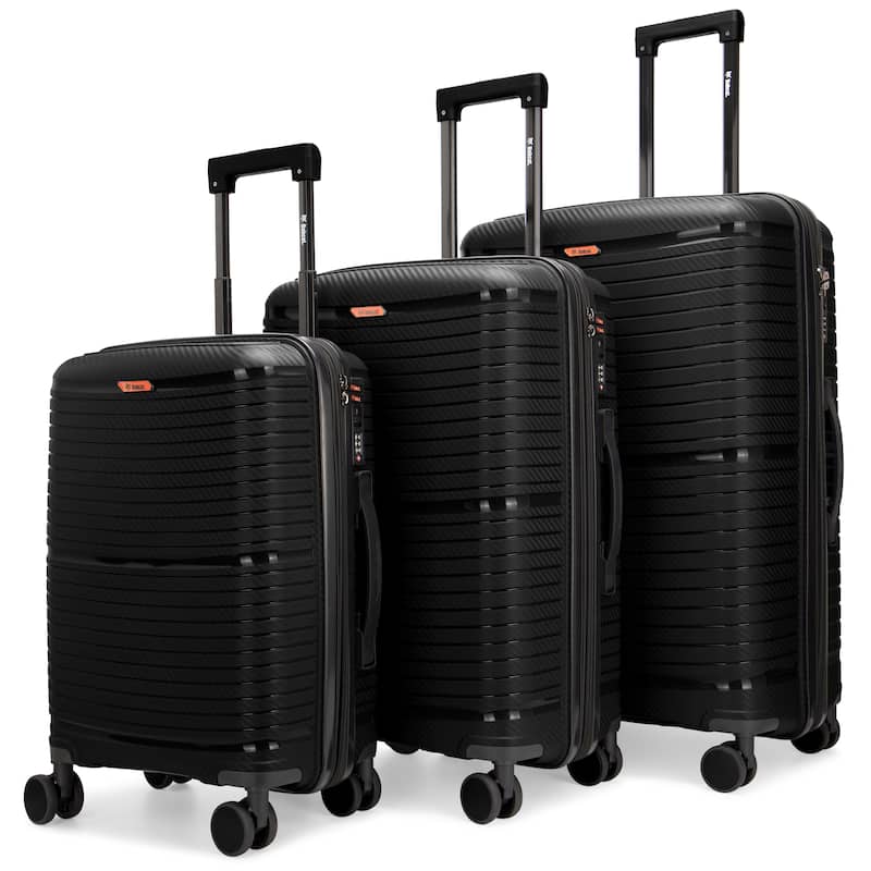 Bobcat Trencher 3-Piece Expandable Hardside Spinner Luggage Set - Black
