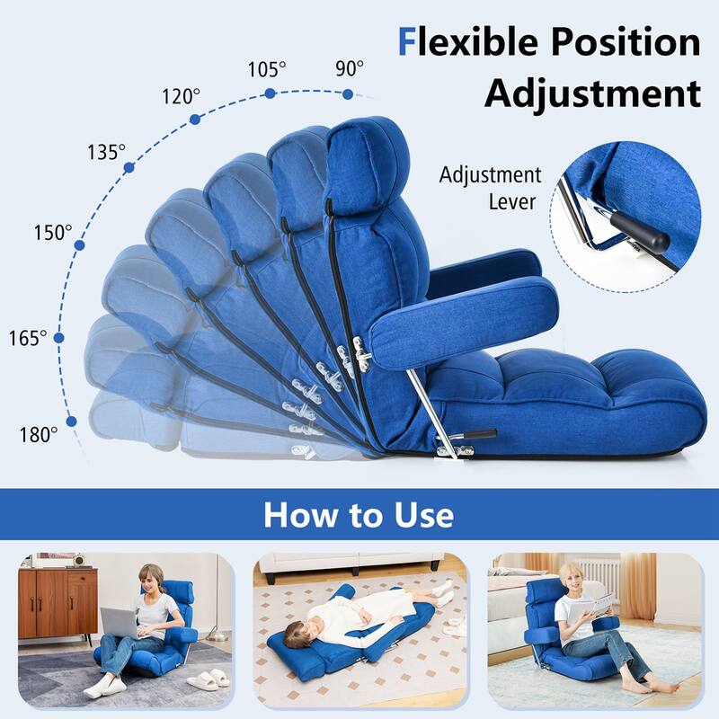 Costway Adjustable Lazy Sofa with Stepless Adjustable Back & - See Details