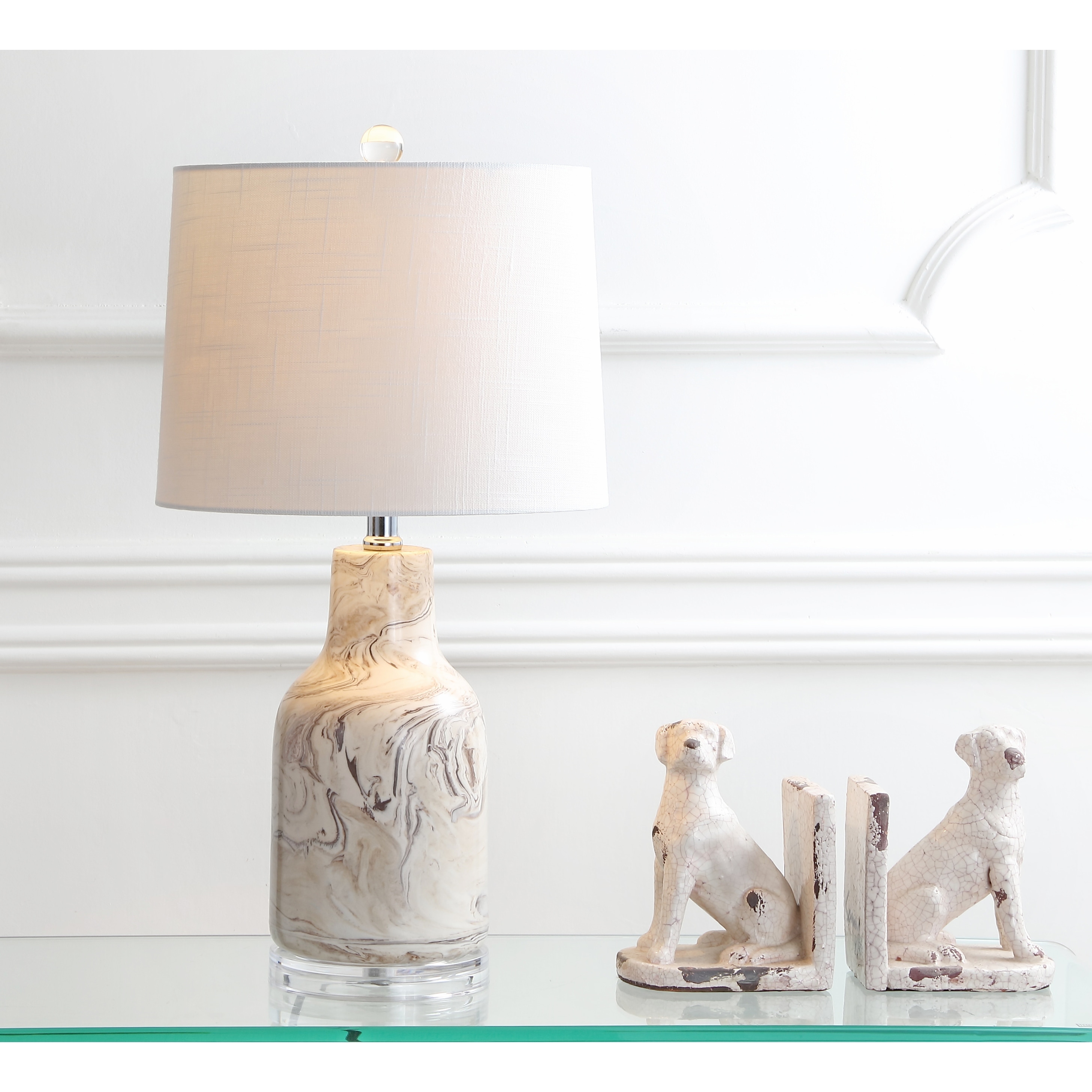 JONATHAN Y Penelope 23" Ceramic LED Table Lamp, Gray/White