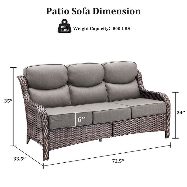 dimension image slide 57 of 68, Outdoor Patio Sofa Swivel Chair with 6-Inch Thick Cushions Set