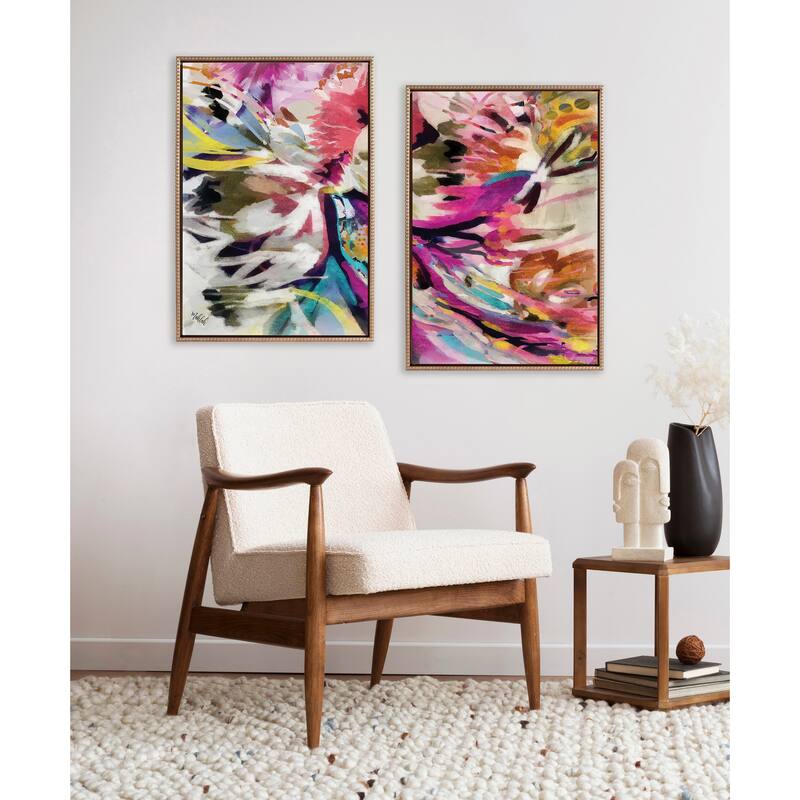 Kate and Laurel Sylvie Beaded Amaze Left and Right Framed Canvas Art Set by Inkheart Designs
