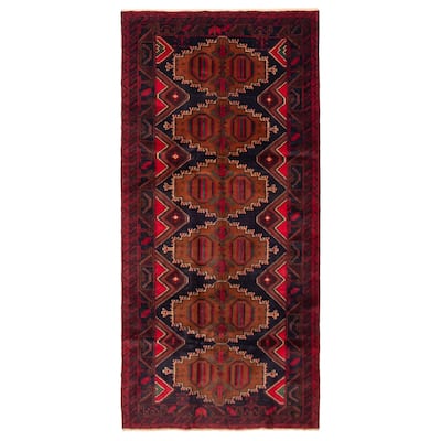 ECARPETGALLERY Hand-knotted Teimani Navy, Red Wool Rug - 4'5 x 9'3