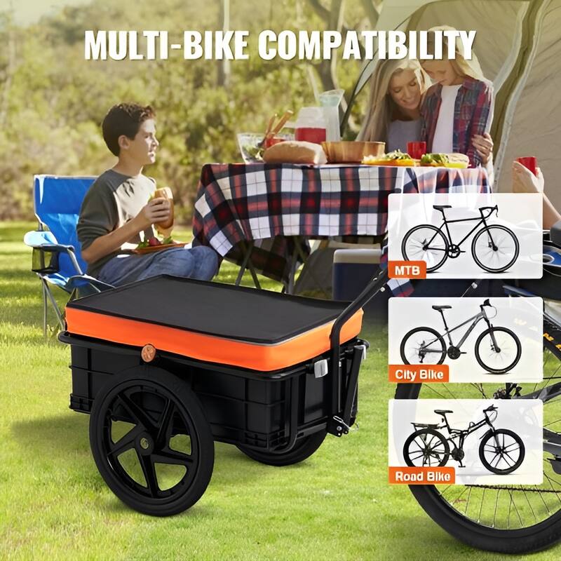 Bike Cargo Trailer, 88 lbs Load Capacity, Heavy-Duty Bicycle Wagon Cart, Foldable Compact Storage with Universal Hitch, Waterpr