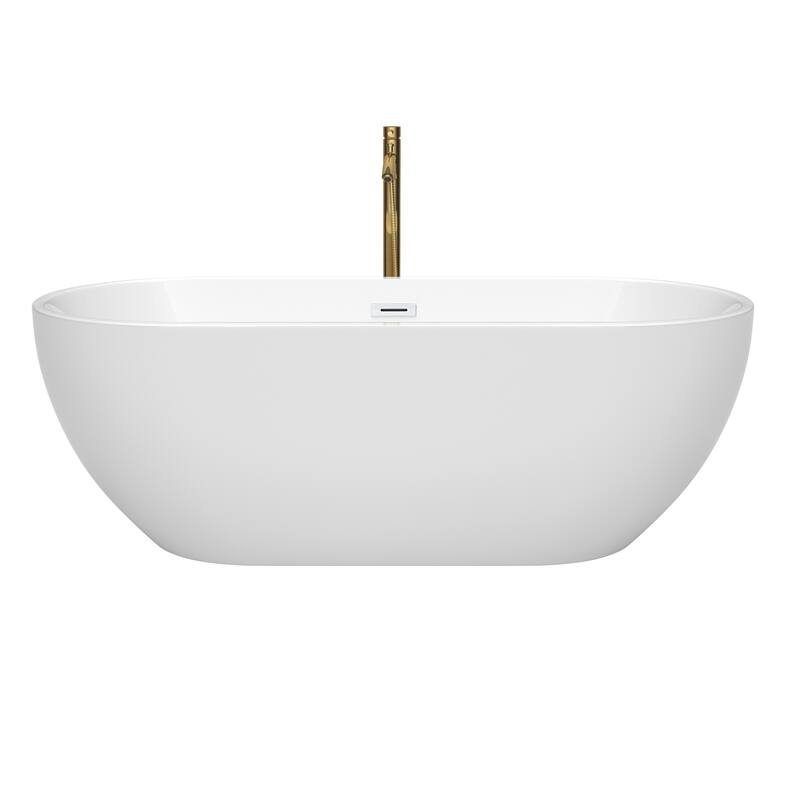 Wyndham Collection Brooklyn 67-Inch White Freestanding Tub w/ Faucet