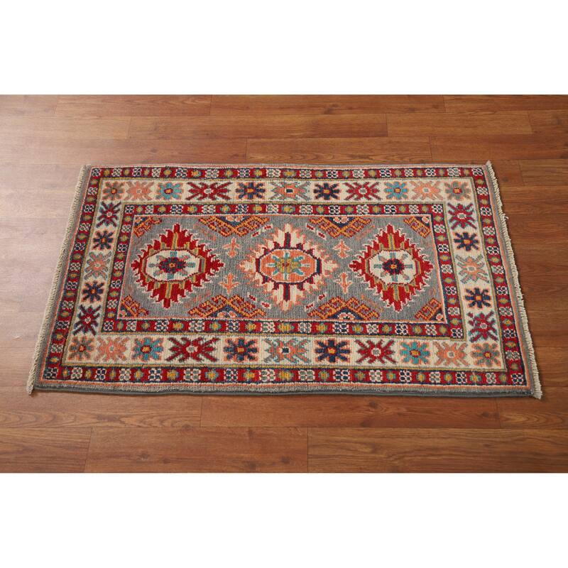 Kazak Oriental Accent Foyer Rug Hand-Knotted Wool Carpet - 2'0"x 3'0"