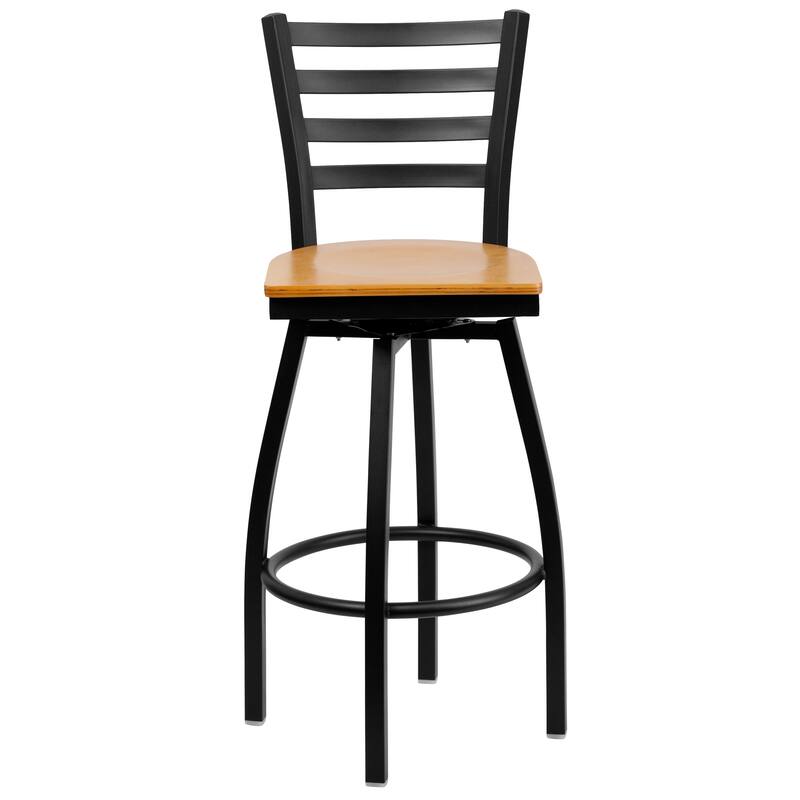 2 Pack Hercules Series Ladder Back Swivel Metal Barstool - 16.5"W x 20.5"D x 44.5"H - 16.5"W x 20.5"D x 44.5"H