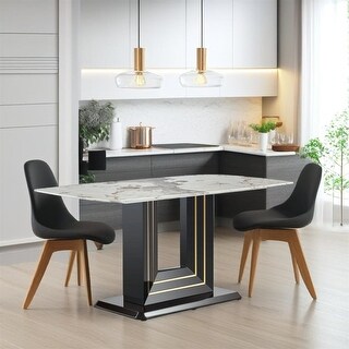 Rectangular 63" Marble Dining Table, Luxurious Dining Room Table - Bed ...