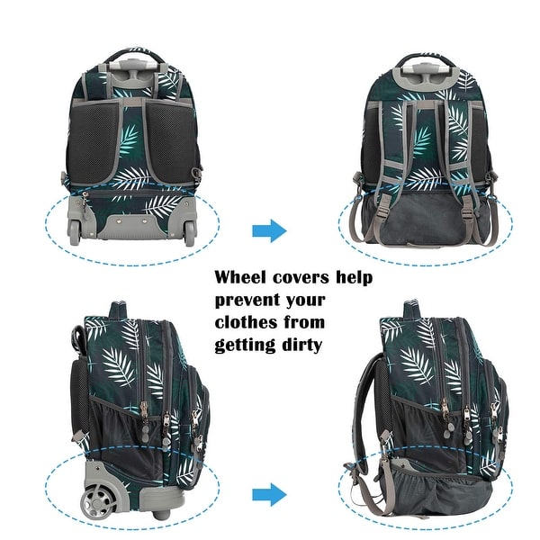 18 inches Wheeled Rolling Backpack Multi-Compartment College Books Laptop  Bag, Leaves. - Bed Bath & Beyond - 42714464