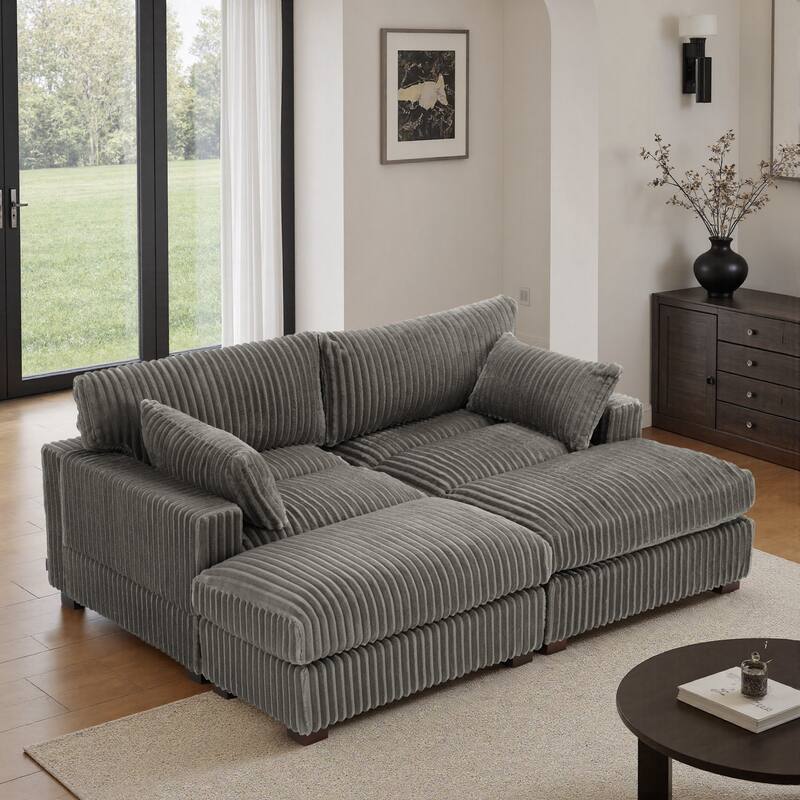 80"W Plush Modular Sectional Sofa with Pillows for Living Room