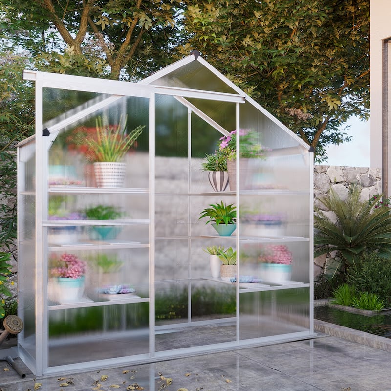 Walk-in Greenhouse 3-Tier Shelves Green House - Plastic/Aluminum - Portable