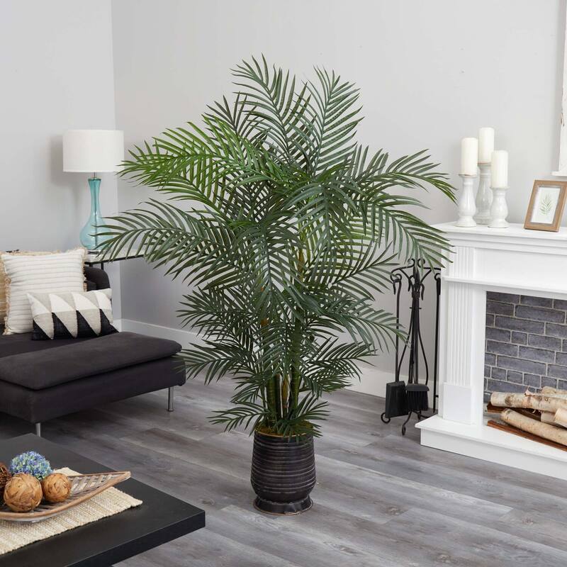 Artificial Palm Tree with Planter - 65 Inch Indoor Outdoor Decor - Green