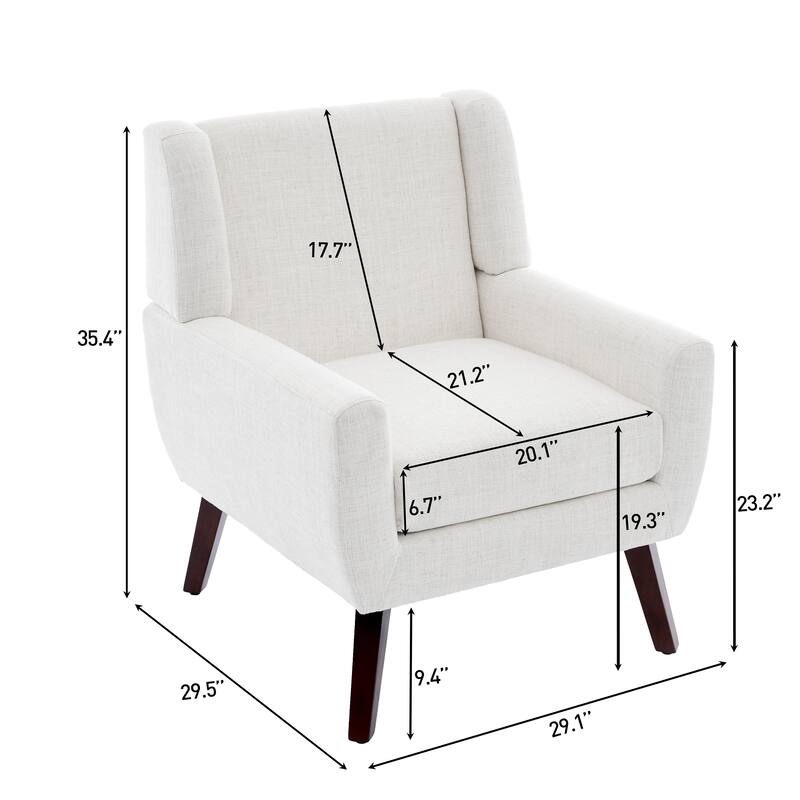 Modern Upholstered Linen Armchair Accent Chair Set of 2
