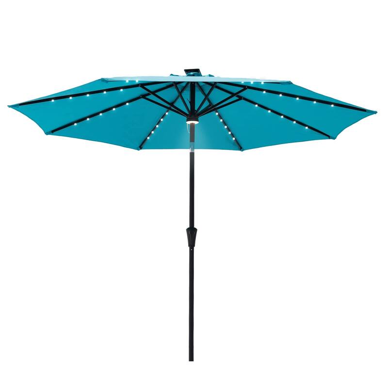 11 ft Solar Powered Outdoor Market Patio Table Umbrella with LED Lights and Tilt On Sale Bed