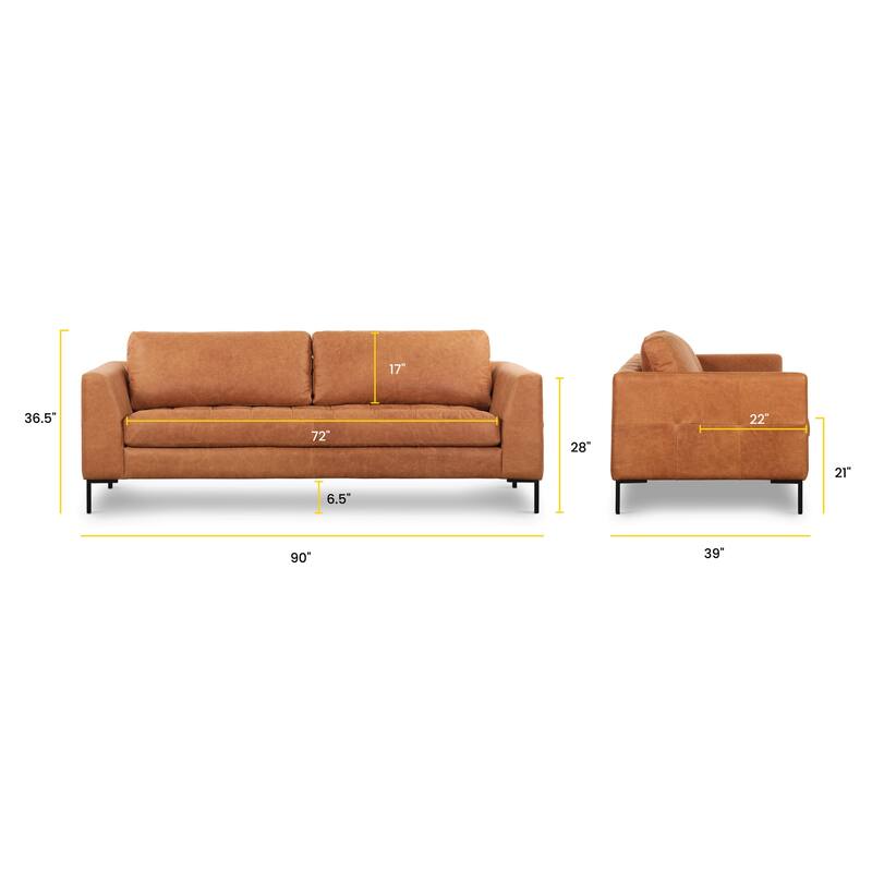 Poly & Bark Calle 90" Sofa - Full Grain Genuine Italian Leather