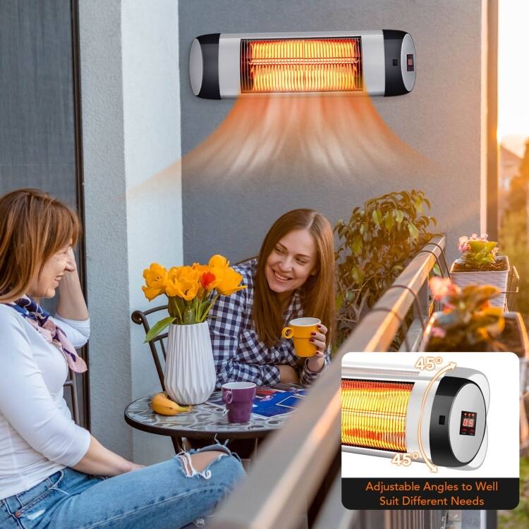 1500W Wall-Mounted Electric Heater Patio Infrared Heater with Remote Control - 26'' x 4'' x 8'' (L x W x H)