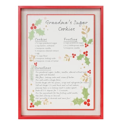 Grandma's Sugar Cookie Recipe Framed Christmas Wall Sign - 16.5"