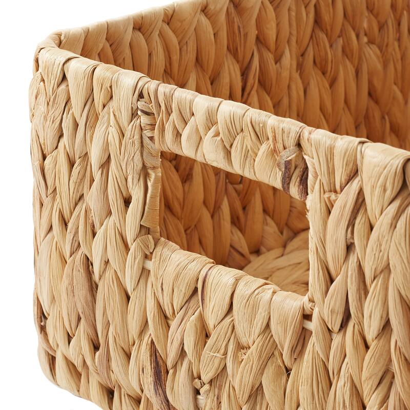 Hyacinth Storage Basket Set w Handles Woven Bin Organizers