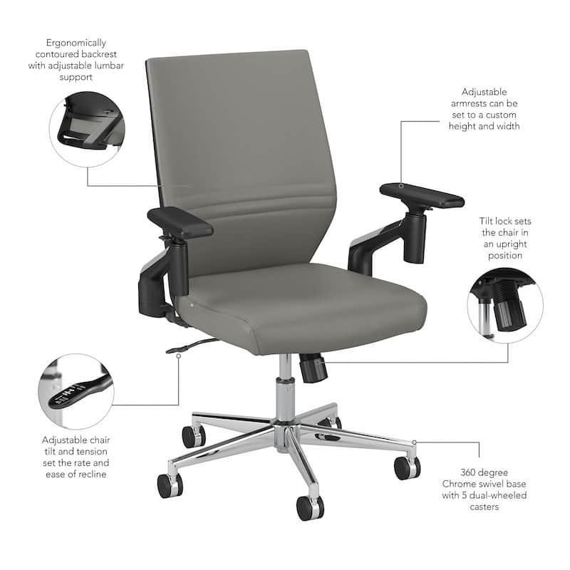 Laguna Mid Back Leather Office Chair by Bush Business Furniture