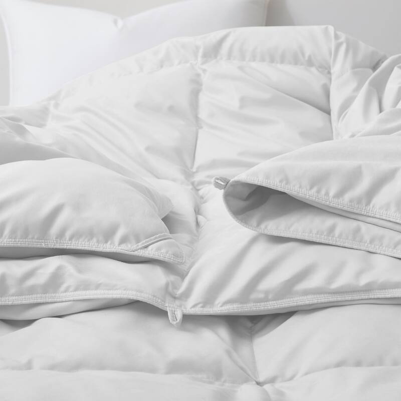 Lightweight to All-season White Goose Down Feather Fiber Comforter Duvet Insert