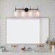 preview thumbnail 2 of 9, Alva Modern 4-Light Black and Gold Bathroom Vanity Lights Cylinder Glass Wall Lamp - 27.5" L x 6" W x 11" H