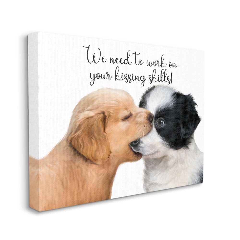Shop Stupell Industries Puppy Love Kiss Skills Phrase Young Love Quote Canvas Wall Art Multi Color On Sale Overstock 31604186