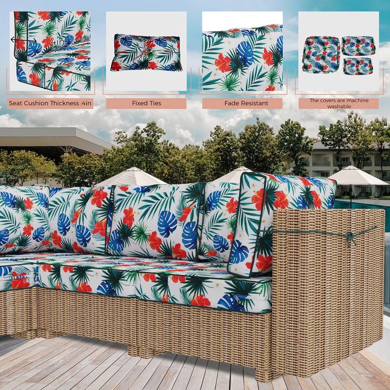 14 Piece Patio Furniture Cushion Set Outdoor Sofa Replacement Cushions