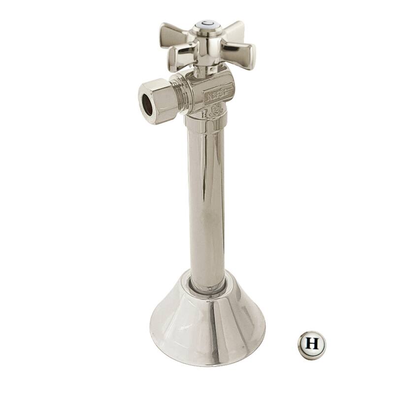 Kingston Brass Millennium 1/2" Sweat X 3/8" OD Comp Angle Shut-Off Valve with 5" Extension - Brushed Nickel
