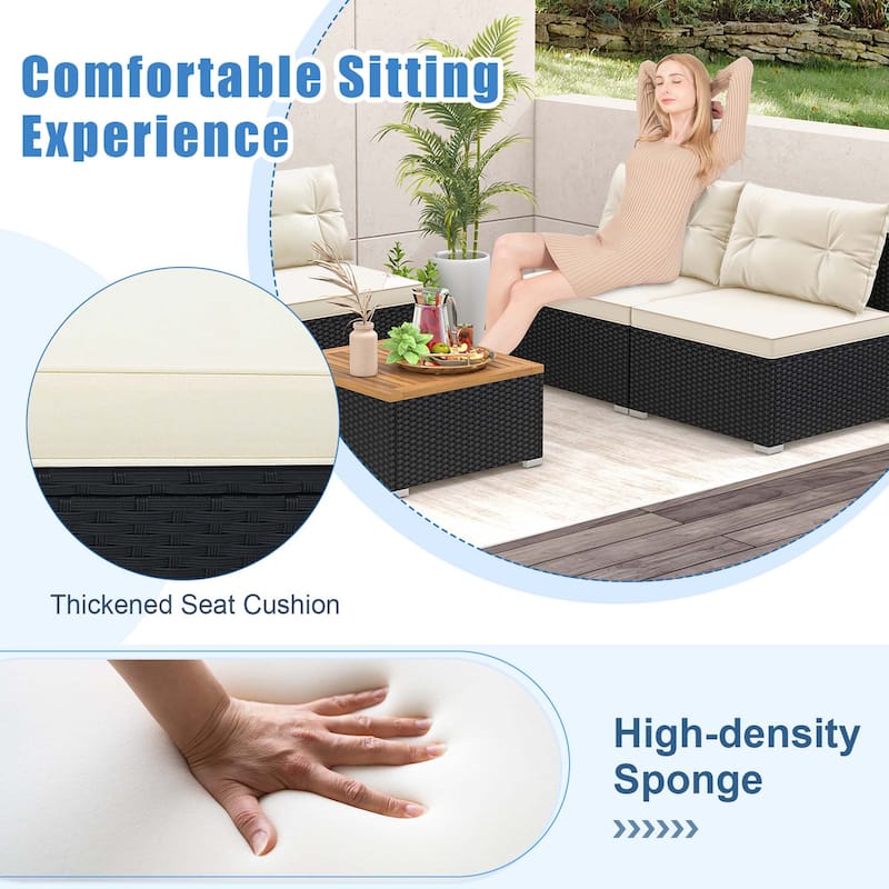 Costway 5 Piece Outdoor Furniture Set with Seat & Back Cushions Acacia - See Details