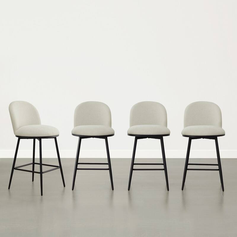 Beverly Swivel Counter Bar Stool Set 26 in Barstools with Metal Frame - Set of 4 - Linen