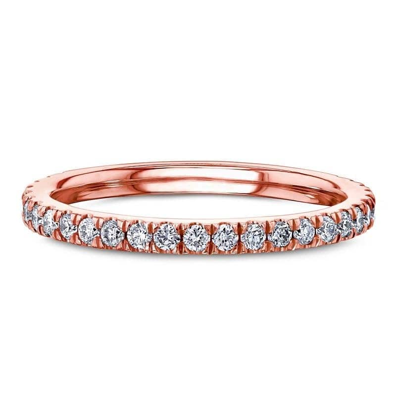 Kobelli 0.4 Carat Lab Grown Diamond 14k Solid Gold Pavé Near Eternity Comfort Fit Bara Ring (DEF/VS) - 10 - Rose
