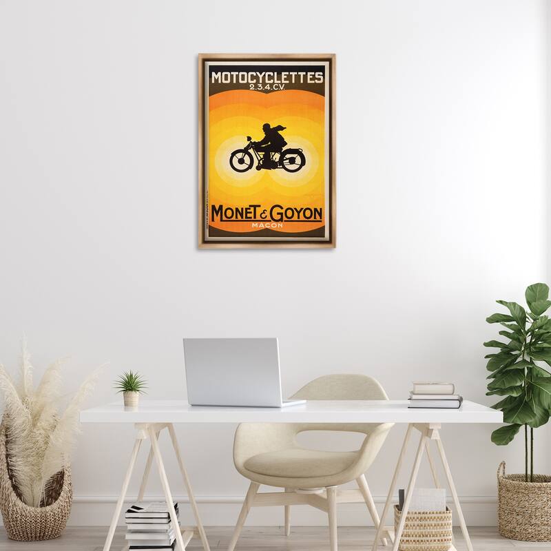 Stupell Vintage Motorcycle Advertisement Framed Floater Canvas Wall Art Design By Marcus Jules