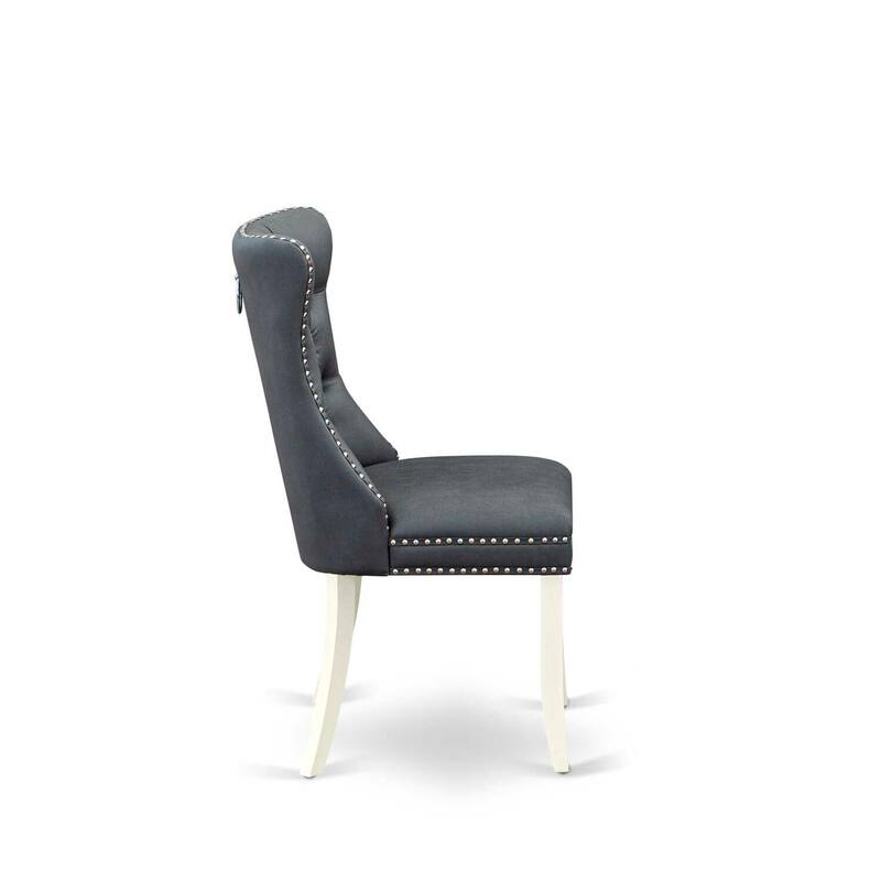 Parson Dining Chairs Set of 2 - Gray Faux Leather Upholstered Chairs with Nailhead Trim