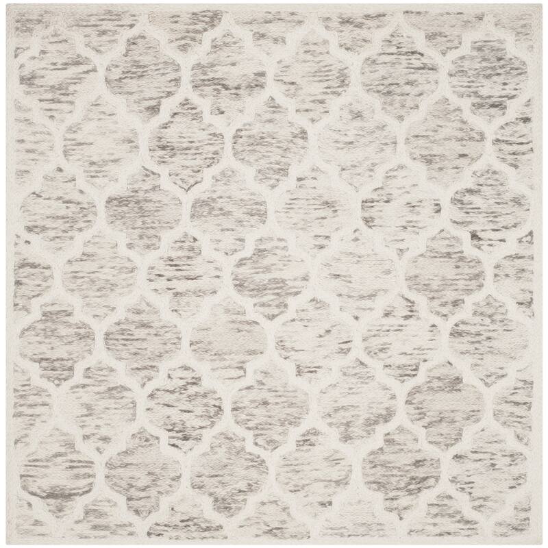 SAFAVIEH Handmade Himalaya Unnie Modern Wool Rug - 6' Square - Grey/Ivory