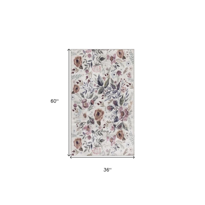 HomeRoots Floral Traditional Rectangle Area Rug