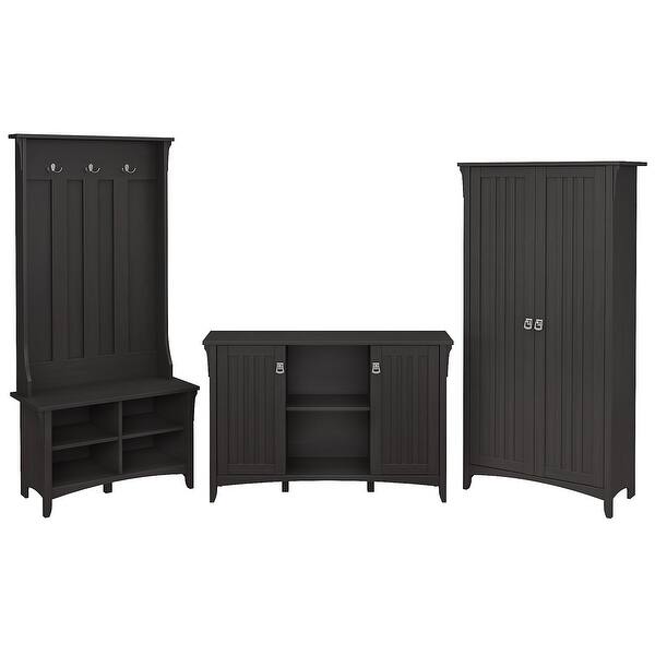 The Gray Barn Lowbridge Entryway Storage Set With Hall Tree Shoe Bench And Cabinets Overstock 29205581