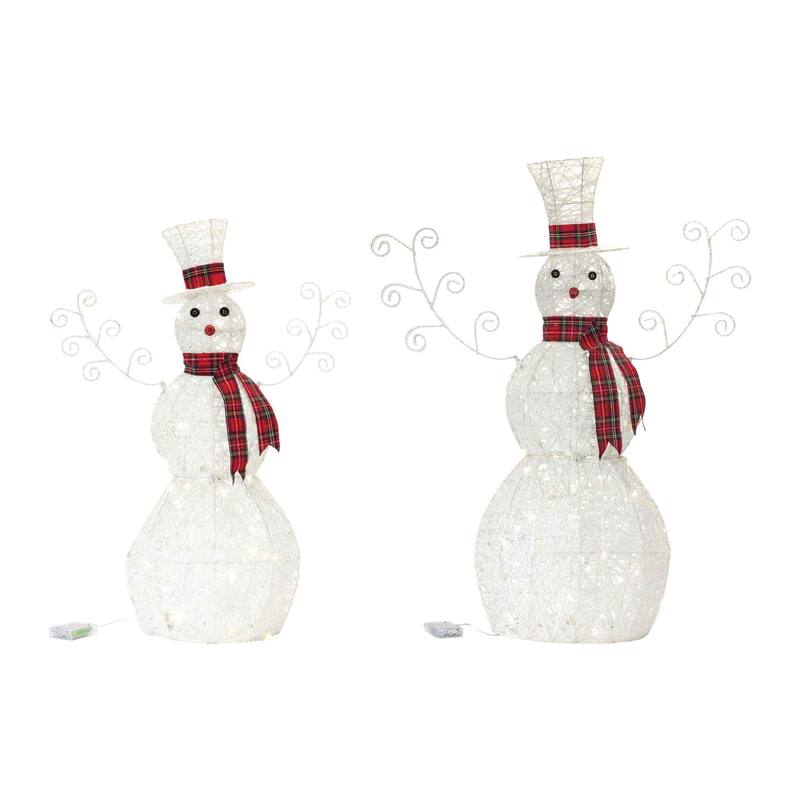 LED Lighted Snowman Christmas Tabletop Decorations - 36.5" - Set of 2