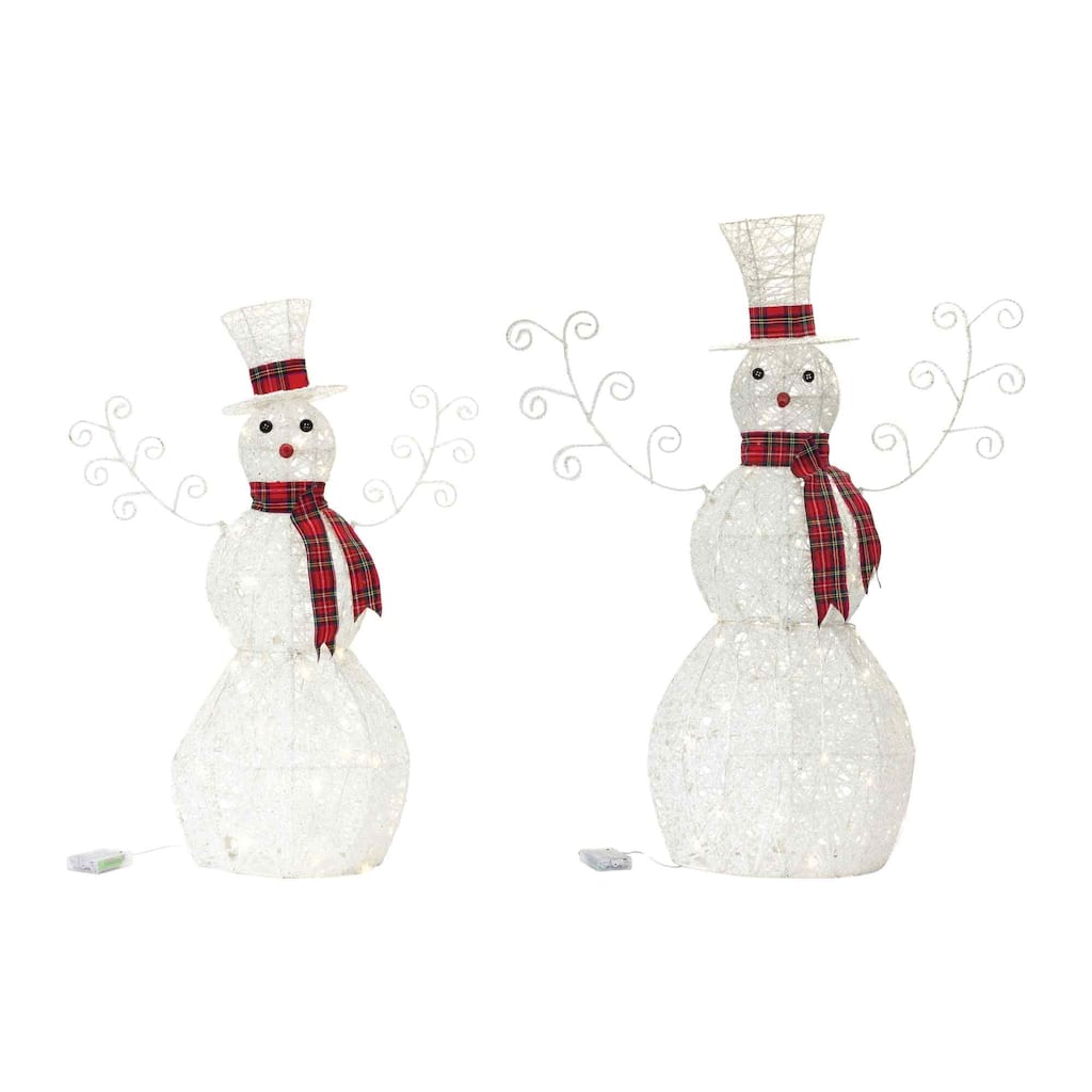 LED Lighted Snowman Christmas Tabletop Decorations - 36.5" - Set of 2