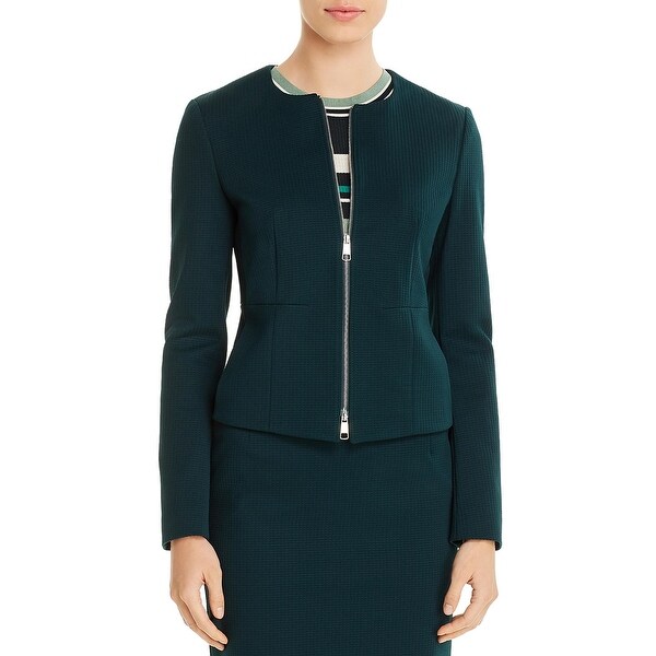 BOSS Hugo Boss Womens Jaxine Collarless Blazer Checkered Zip Front. Opens flyout.
