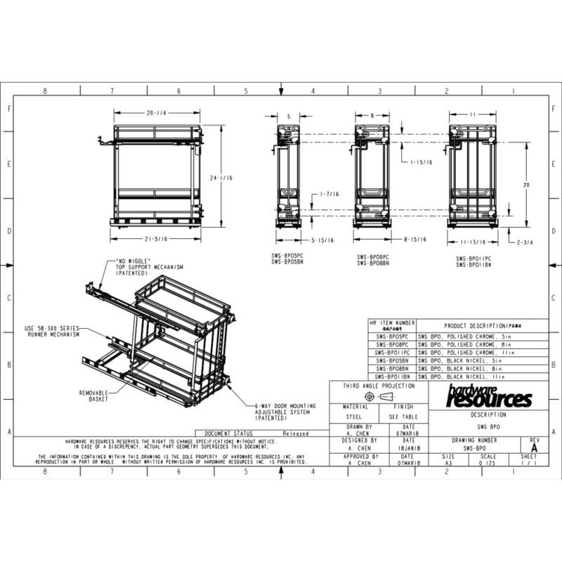 Hardware Resources 9" Wide Base Cabinet Pull Out Filler with Soft