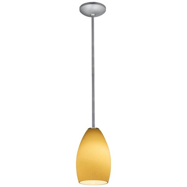 slide 2 of 6, Access Lighting Champagne - Glass Pendant - 1-Light Pendant - Rod - Brushed Steel Finish - Maya Glass Shade - Replaceable LED Brushed Steel/Maya
